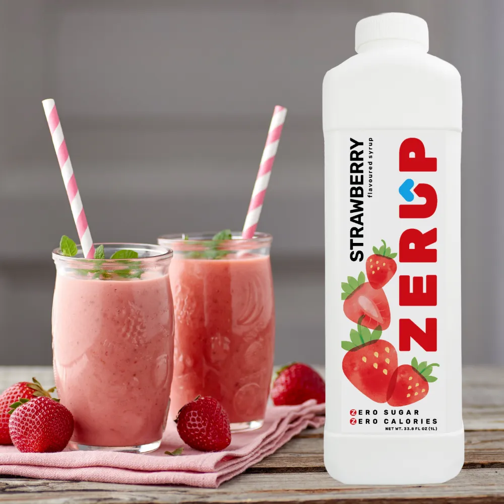 Strawberry Zerup syrup with strawberry smoothies